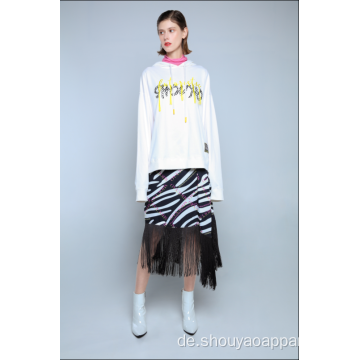 DAMEN STRICKEN HOODIE MIT ZEBRA PRINT LOGO